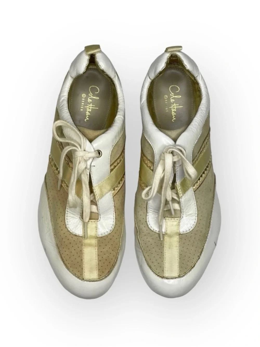 Cole Haan 𖦹 Chelsea Athleisure Patent Leather Sneakers 𖦹 White Gold 𖦹 7B 𖦹